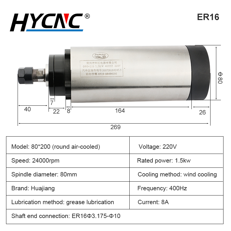 Fuso de fresagem CNC 1,5KW 220 - Cnc Spindle Motor avaliação e preço